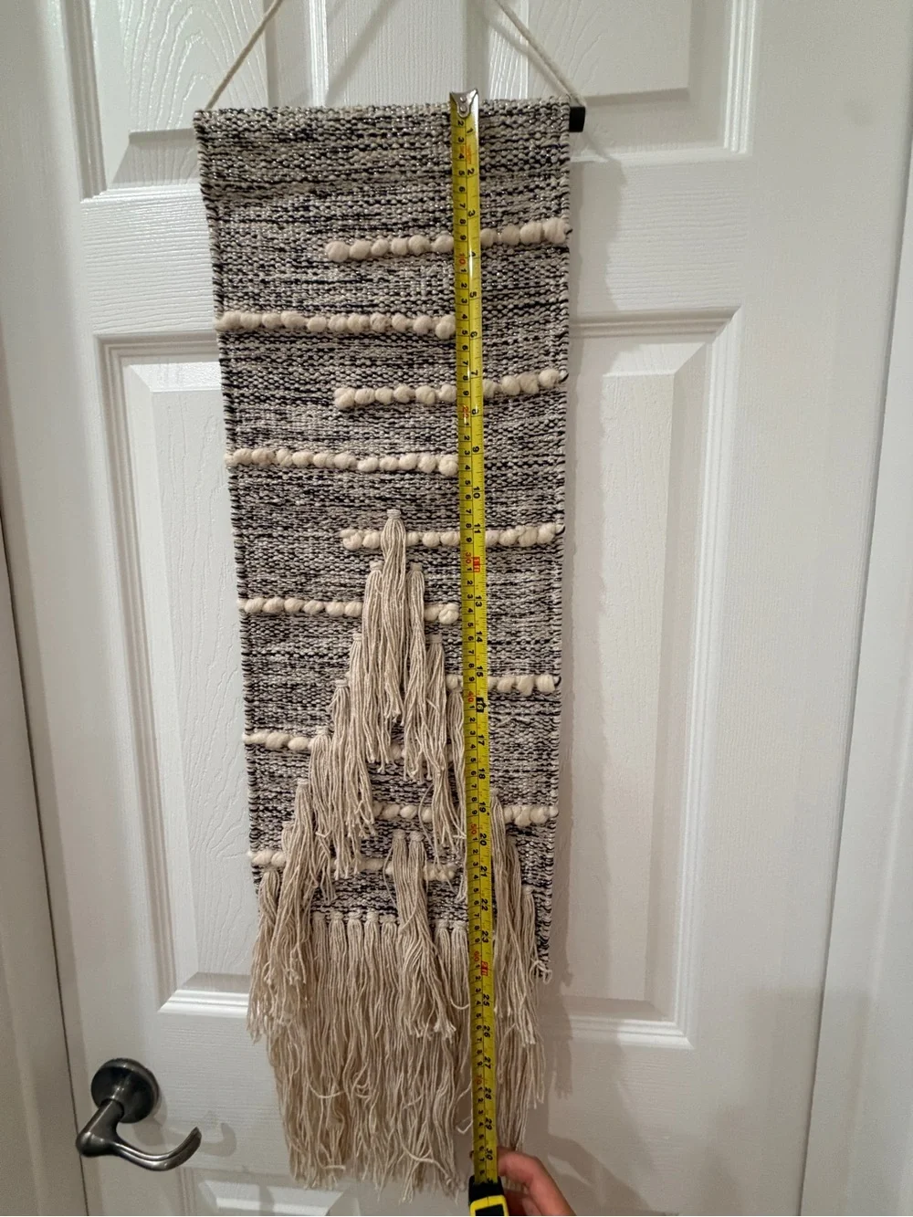 Neutral Black & Cream Woven Wall Hanging - Boho Home Decor
